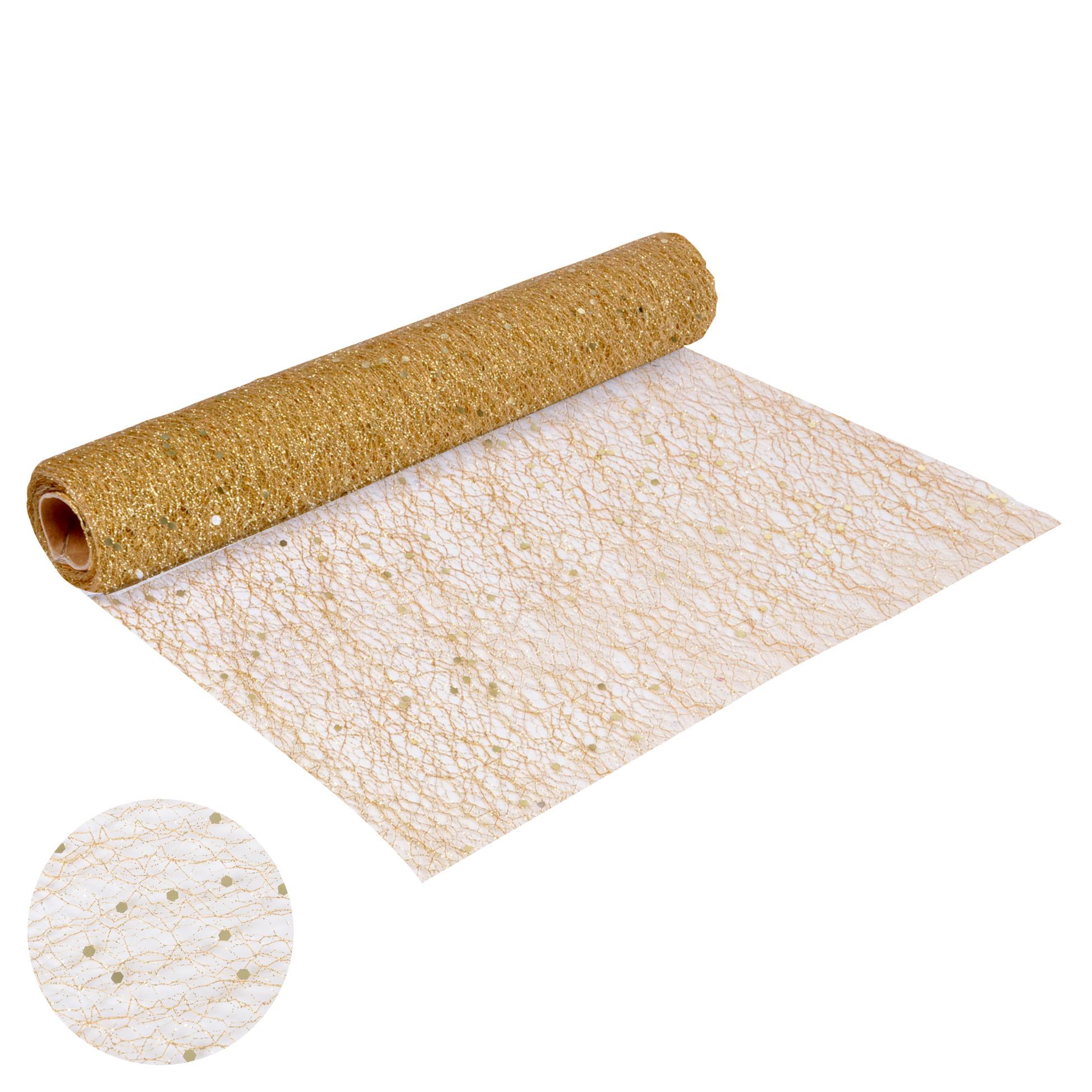 CHEMIN TABLE SEQUINS 30CMX4M OR