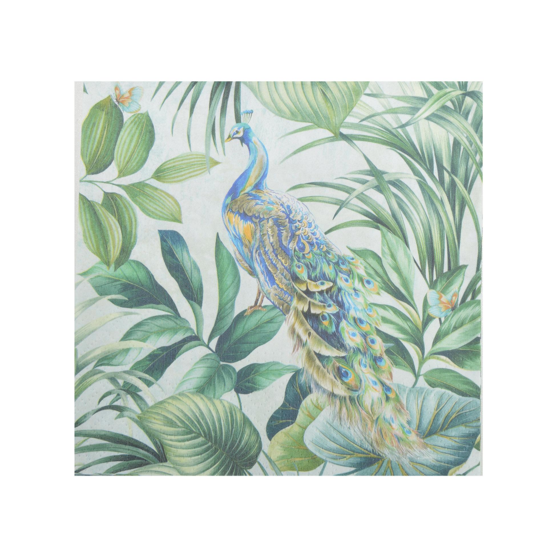 SET 20 SERVIETTES PAPIER 3 PLIS 33X33CM PAON MAJESTUEUX