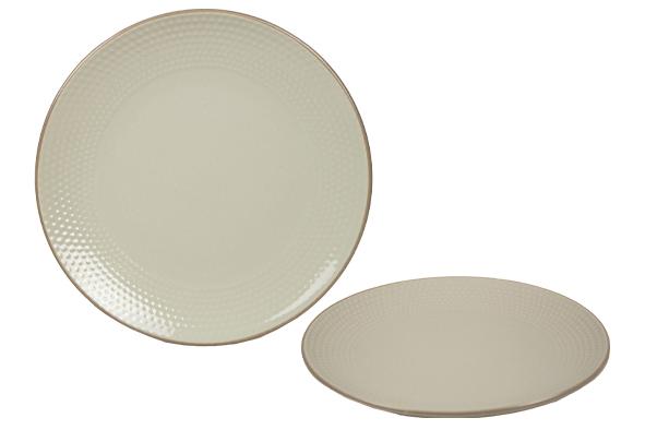 ASSIETTE PLATE 27CM DOTS BEIGE GRES