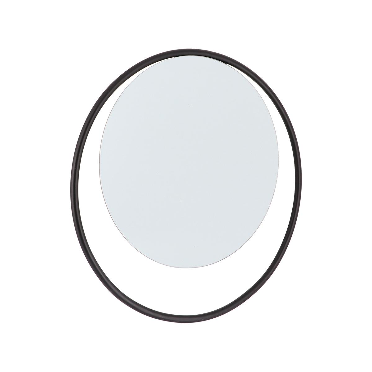 MIROIR ROND CERCLE METAL DIAMETRE 38CM A FIXER NOIR