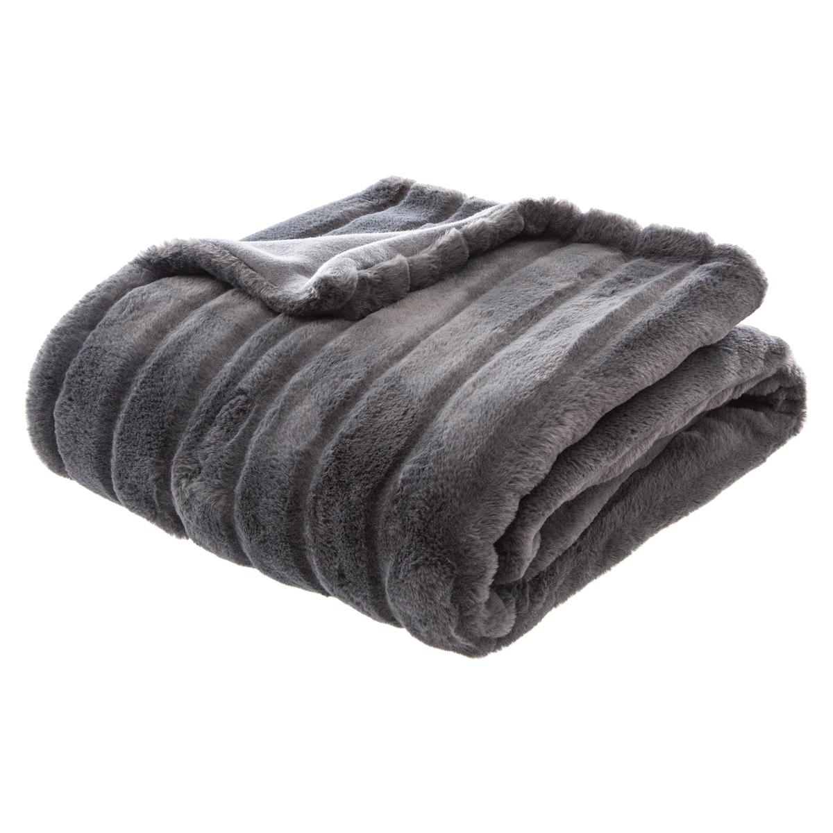 PLAID FOURRURE MANOIR GRIS FONCE 120X160CM