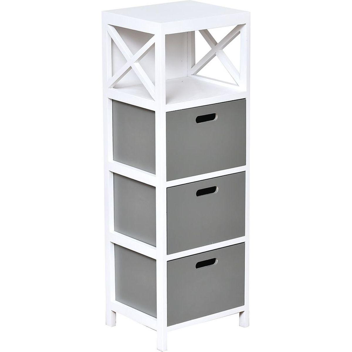 MEUBLE MDF PAULOWNIA GM 3 TIROIRS 1 NICHE BLANC GRIS