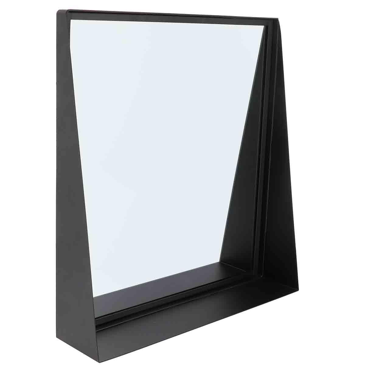 MIROIR METAL A FIXER AVEC TABLETTE NOIR