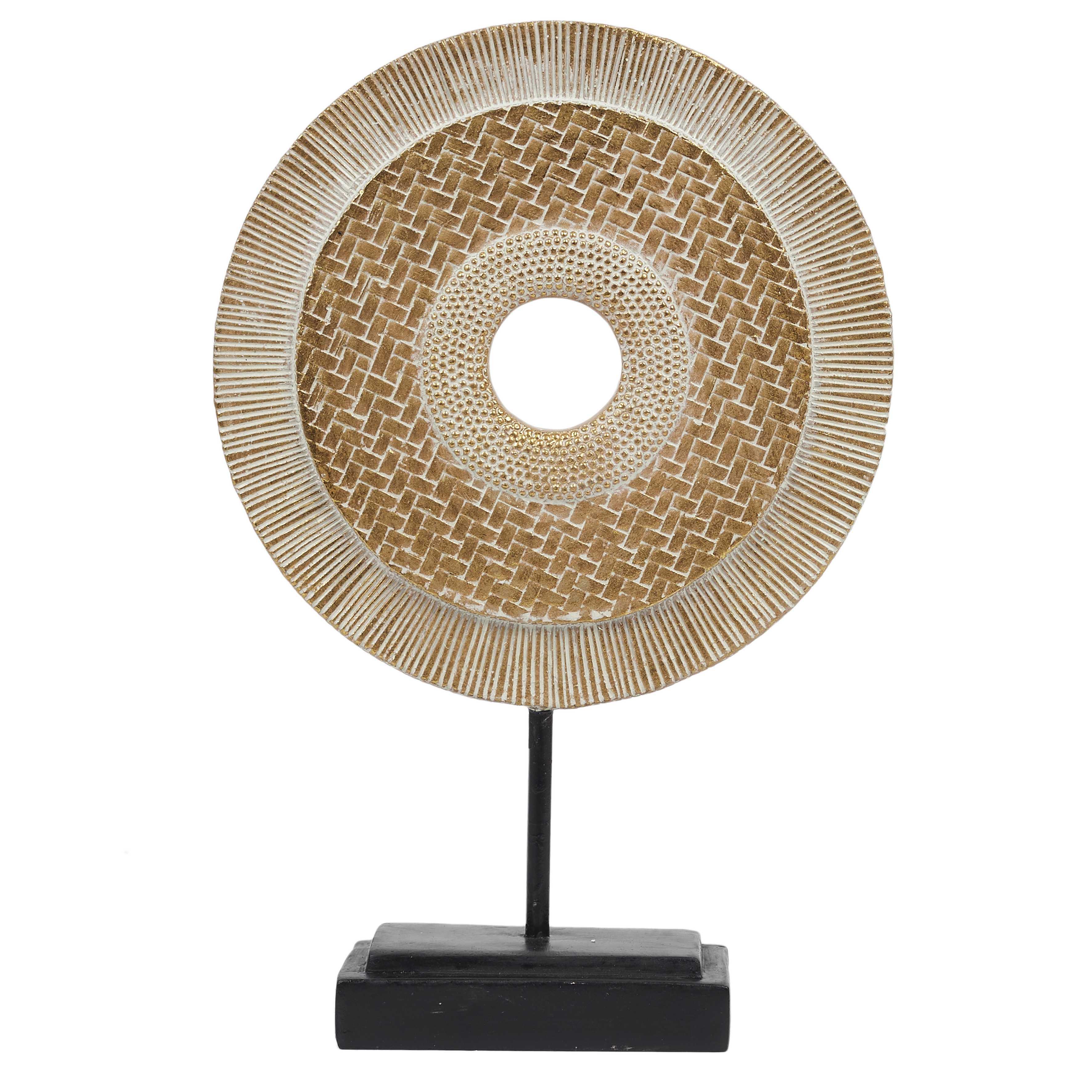 CERCLE DECORATIF DORE SOCLE NOIR H.26CM