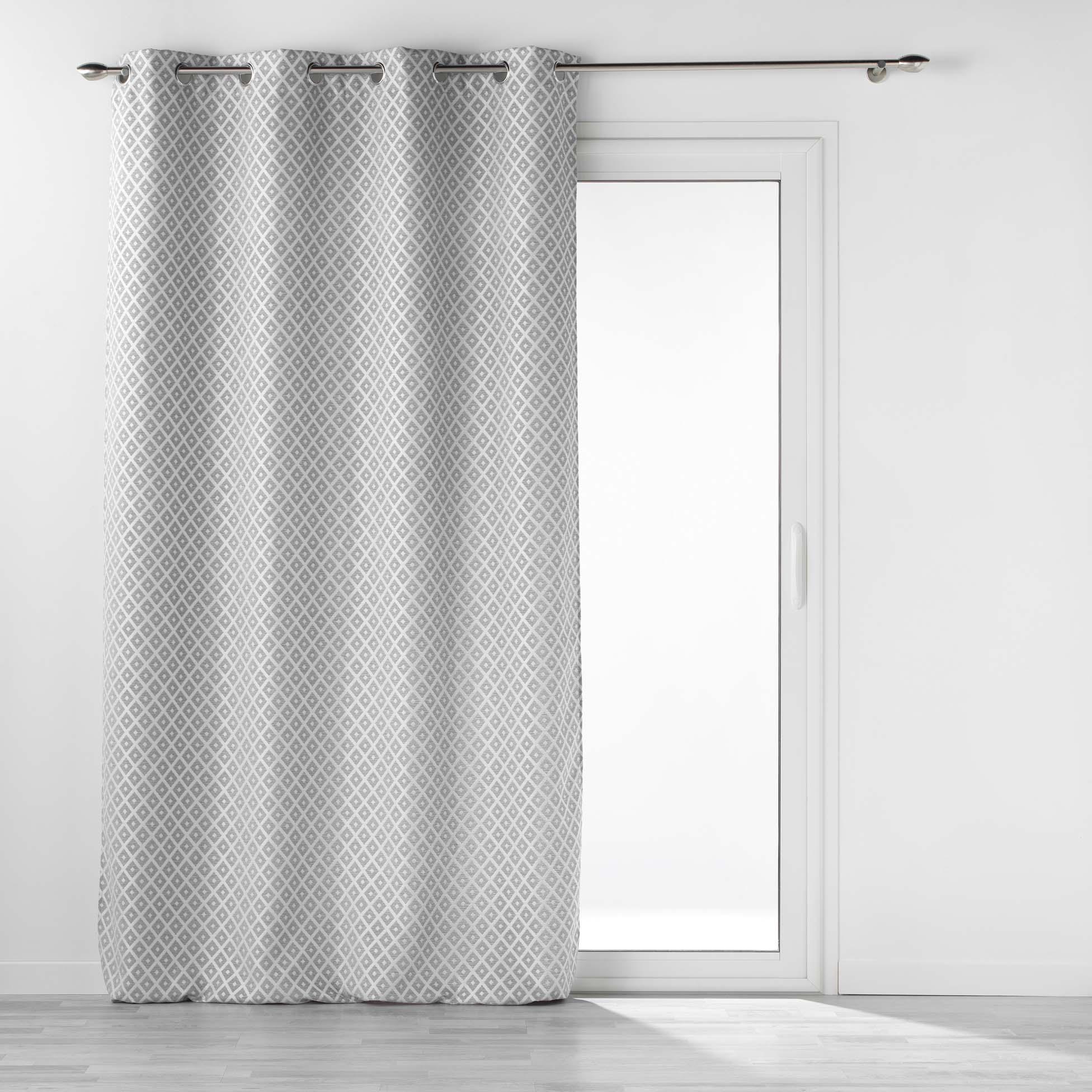 RIDEAU OEILLETS 140X260CM JACQUARD MARIELLA GRIS