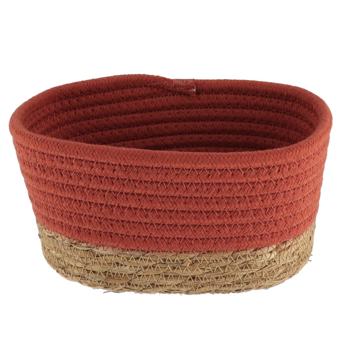 PANIER RECTANGLE COTON TERRACOTTA NATUREL 23X15X13.5CM