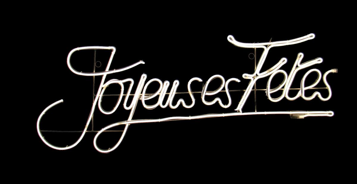 NEON BLANC CHAUD JOYEUSES FETES D.120X45CM
