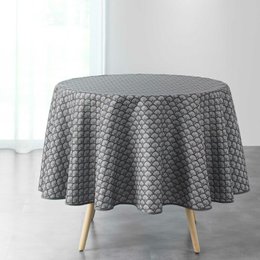 NAPPE RONDE 180 CM POLYESTER IMPRIME ARTCHIC ANTHRACITE