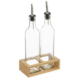 Distributeur d'huile d'olive et de vinaigre 2 en 1 bouteilles d'huile en  verre transparent double bouteilles de distributeur d'huile en verre pour  récipient de cuisine