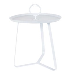 TABLE D APPOINT RONDE BLANCHE AVEC ANSE 40X40X50CM