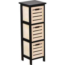 MEUBLE MDF PAULOWNIA 3 TIROIRS BICOLORE NOIR NATUREL