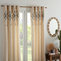 RIDEAU A OEILLETS HACIENDA BLEU 140X260CM