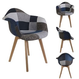 FAUTEUIL PATCHWORK BLEU GRIS