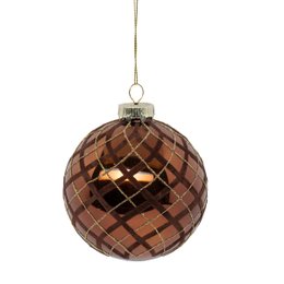 BOULE DE NOEL VERRE MARRON VELOURS 9CM