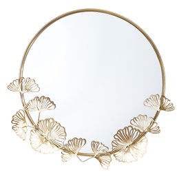 MIROIR FEUILLES GINKGO DORE D.45CM