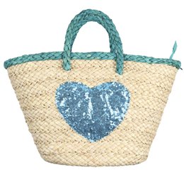 SAC DE PLAGE COEUR BLEU L48XH28CM