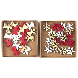 COFFRET ANGES FLOCONS EN BOIS 8X8X1CM