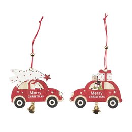 SUSPENSION VOITURE ROUGE EN BOIS