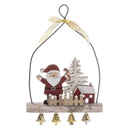SUSPENSION BOIS PERE NOEL BUCHE GRELOTS