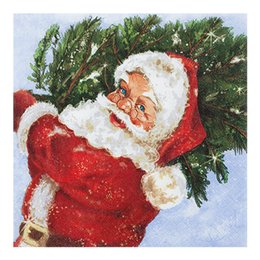 SET 20 SERVIETTES 3 PLIS 33X33CM PERE NOEL