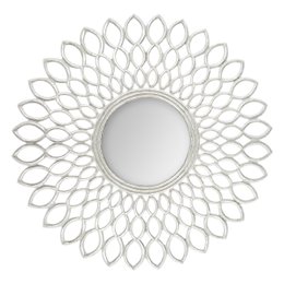 MIROIR FLEUR ARGENTE D.90CM