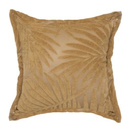 COUSSIN VELOURS FEUILLE OCRE 45X45CM