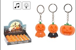 PORTE CLES MUSICAL ET LED CITROUILLE 4.3X4.2X3.7 CM