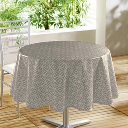 NAPPE RONDE 160 CM PVC IMPRIME MODERNA TAUPE