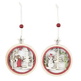 SUSPENSION RONDE CONTOUR ROUGE AVEC SCENE