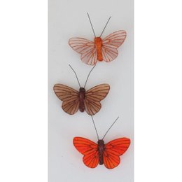 PAPILLON PLUME AIMANT X 3 NAOMI TAUPE MARRON ORANGE