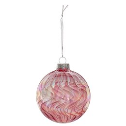 BOULE EN VERRE ROUGE IRISEE 8CM