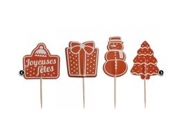 PIQUE BUCHE EN PAPIER NOEL X24 PIECES