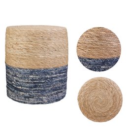 POUF JONC DE MER BLEU