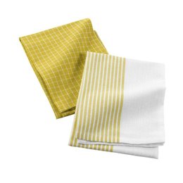 2 TORCHONS 50X70CM COTON TISSE CHEF EN CUISINE JAUNE