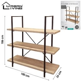 DOCK BIBLIOTHEQUE 3 ETAGERES 100X33X106CM