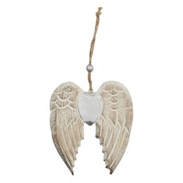 SUSPENSION AILES D ANGES ARGENT AVEC COEUR