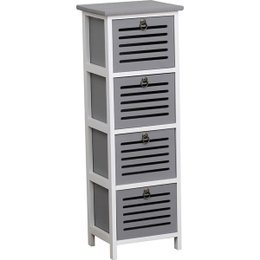 MEUBLE PAULOWNIA 4 TIROIRS BICOLORE BOIS GRIS BLANC