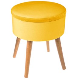 TABOURET APPOINT COFFRE VELOURS TESS OCRE
