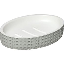 PORTE SAVON POLYRESINE OVAL MOTIF CARRE VERT SAUGE