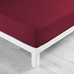 DRAP HOUSSE 2 PERSONNES 140X190CM UNI LINA BOURGOGNE
