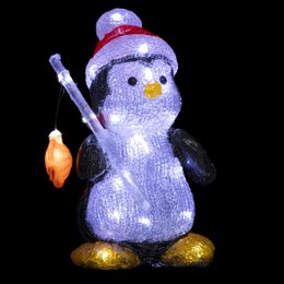 FORME ACRYLIQUE EXTERIEUR PINGOUIN PECHE 30LEDS H.25CM