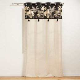 RIDEAU OEILLETS 140X240CM COTON UNI TOP POMPON KARABA