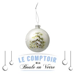 BOULE DE NOEL VERRE SAPIN PEINT 8CM