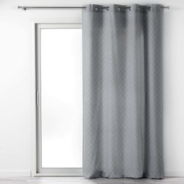 RIDEAU A OEILLETS 140X240CM COTON LENON GRIS BLANC