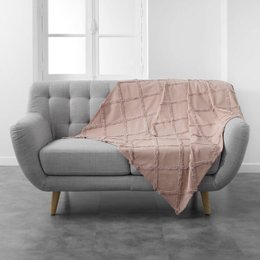 PLAID 125X150CM COTON UNI FANTAISIE CALYSSA ROSE