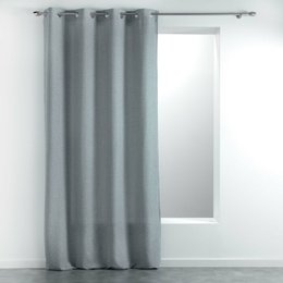 RIDEAU A OEILLETS 140X260CM TISSE UNI MELIANE GRIS
