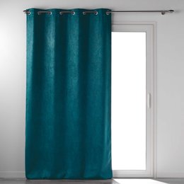 RIDEAU OEILLETS OCCULTANT 135X240CM VELOURS MELODIE PETROLE
