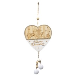 SUSPENSION BOIS COEUR BLANC POMPON