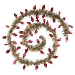 GUIRLANDE DE NOEL FEUILLE FROSTY 150X4X2M CHAMPAGNE ROUGE