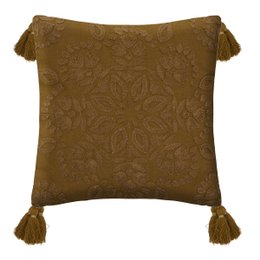 COUSSIN MOTIF BRODE NIGHT MOUTARDE 40X40CM